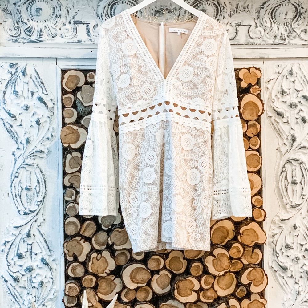 White Lace Cutout Dress